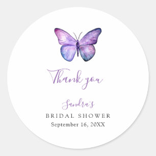 Bruidsvlinder Bruiloft Elegant Bedankje Script Ronde Sticker