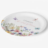 Bruidsvlinderfeest in de wilde bloementuin papieren bordje (Gekanteld)