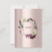 Bruidswaterverf Marsala Witte Bloem Roze Goud Kaart (Achterkant)