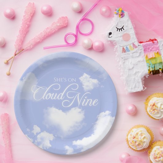 Bruidswolk Witte Wolken Blauwe Lucht Bruiloft Fees Papieren Bordje (Feest)