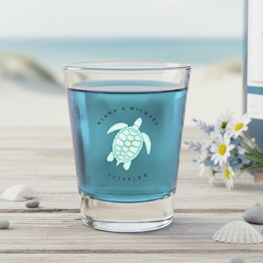 Bruidszeeschuim Strand Turtle ID837 Shot Glas