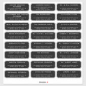 Bruiloft 24 gastadres AFGERONDE zwarte labels (Vel)