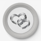 Bruiloft 9" Papier Borden-twee harten Papieren Bordje (Voorkant)