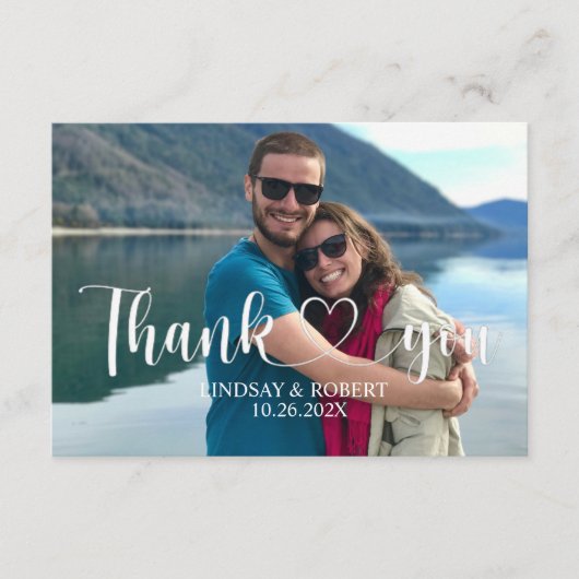 Bruiloft aangepaste foto modern ontspannen dank u informatiekaartje (Voorkant)