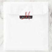 Bruiloft Aangepaste Monogram Initiaal & Namen Rood Ronde Sticker (Tas)