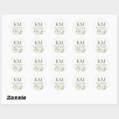 Bruiloft Aangepaste naam Monogram Wit Cream Groen Ronde Sticker (Vel)