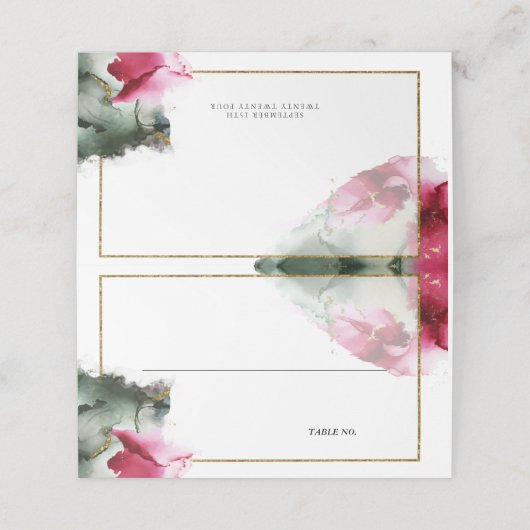 Bruiloft | Abstracte Crimson Sage Fluid Art (Buitenkant ongevouwen)