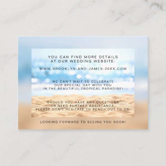 Bruiloft Accommodatie Strand Kaarten (Achterkant)