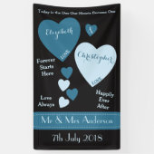 Bruiloft Achtergrond Blauw en zwart met liefde har Spandoek (Verticaal)