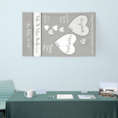 Bruiloft Achtergrond grijs en wit met liefdesharte Spandoek (Beurs)