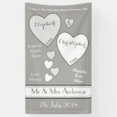 Bruiloft Achtergrond grijs en wit met liefdesharte Spandoek (Verticaal)