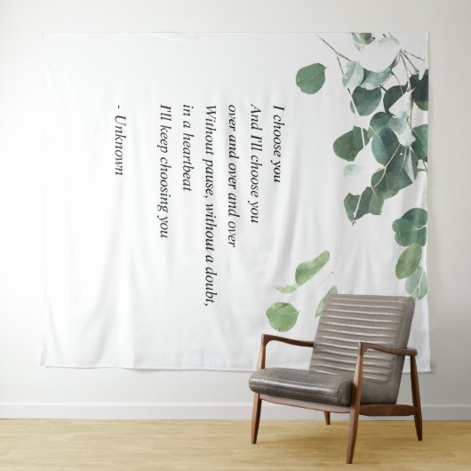 Bruiloft achtergrond wandtapijt waterverf eucalypt wandkleed (In Situ (horizontaal))