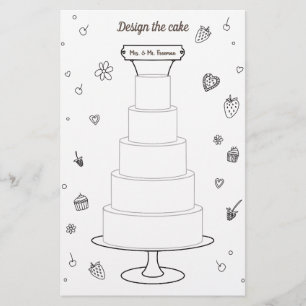 Bruiloft activiteiten Kleurplaten Design Cake Flyer