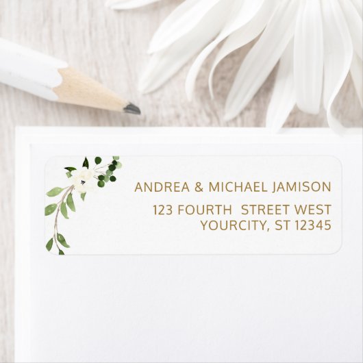 Bruiloft adres groen rustieke Waterverf wit Etiket (Insitu)
