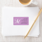 Bruiloft Adresetiketten Monogram M Lila Etiket (Insitu)