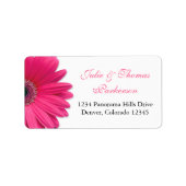 Bruiloft Adresetiketten | Roze Gerbera Daisy Zwart Etiket (Voorkant)