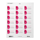 Bruiloft Adresetiketten | Roze Gerbera Daisy Zwart Etiket (Full Sheet)