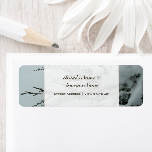 Bruiloft adreslabel - Evergreen Tree met sneeuw Etiket (Insitu)
