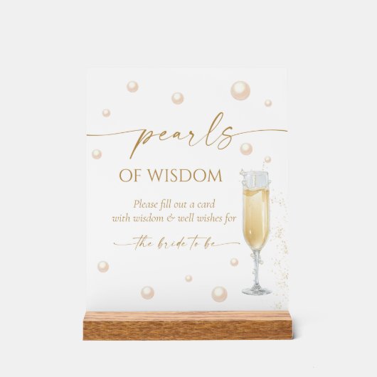 Bruiloft advies Parels en Prosecco Bruidsbad  Acryl Bord (Voorkant)