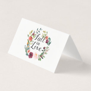 Bruiloft advieskaart 'Fall in Love' met bloemen Kaart
