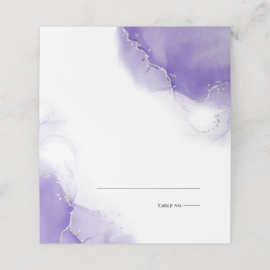 Bruiloft | Amethyst Paarse Script Silver (Buitenkant ongevouwen)