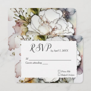 Bruiloft anjer in alcohol inkt ontwerp RSVP kaartje