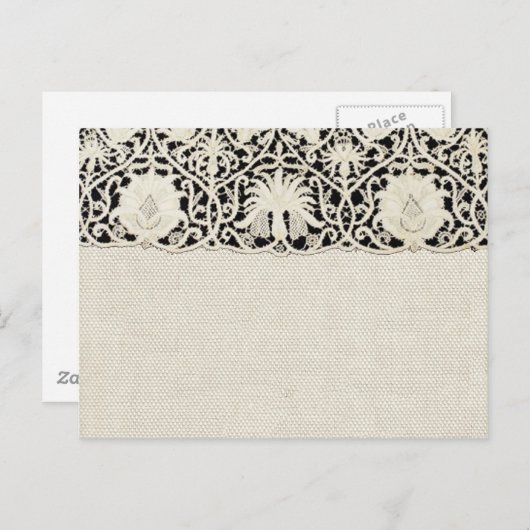 Bruiloft Antiek Kant Linnen Wit Classic  Briefkaart (Voorkant / Achterkant)