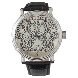 Bruiloft Antiek Kant Linnen Wit Classic Horloge