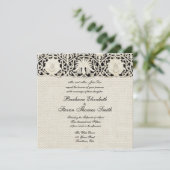 Bruiloft Antiek Kant Linnen Wit Classic Kaart (Staand voorkant)