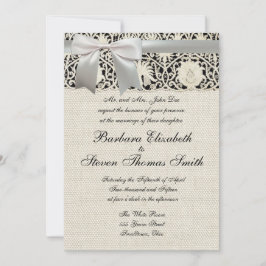 Bruiloft Antiek Kant Linnen Wit Classic  Kaart