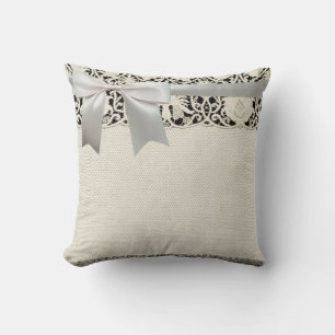 Bruiloft Antiek Kant Linnen Wit Classic Kussen
