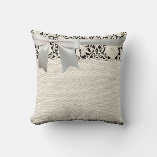 Bruiloft Antiek Kant Linnen Wit Classic  Kussen (Voorkant)