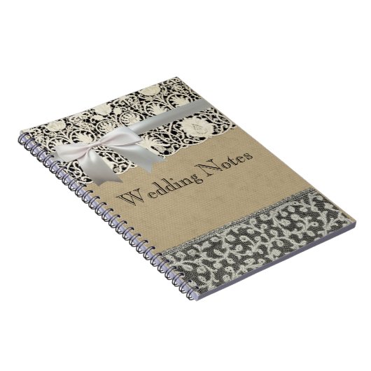 Bruiloft Antiek Kant Linnen Wit Classic Notitieboek (Rechterzijde)