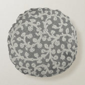 Bruiloft Antiek Kant Linnen Wit Classic  Rond Kussen (Voorkant)