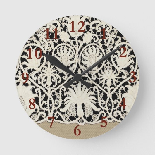 Bruiloft Antiek Kant Linnen Wit Classic  Ronde Klok (Voorkant)