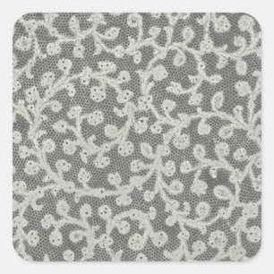 Bruiloft Antiek Kant Linnen Wit Classic  Vierkante Sticker