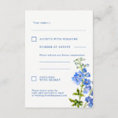 Bruiloft antwoord blauwe delphinium bloemen informatiekaartje (Achterkant)