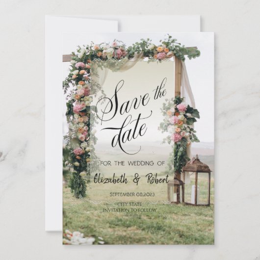 Bruiloft Arbour Lantern Save the Date (Voorkant)