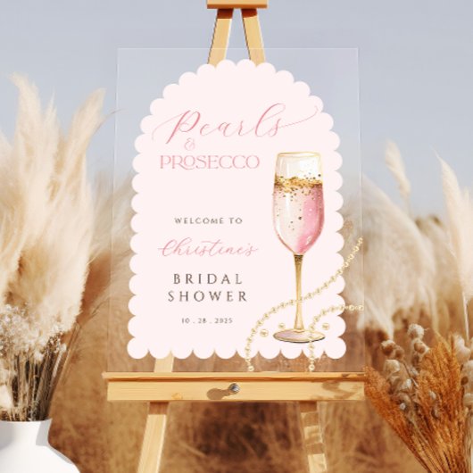 Bruiloft Arch Parels en Prosecco Roze Acryl Bord