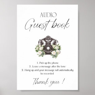 Bruiloft audio gastenboek instructies poster