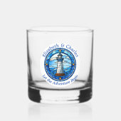 Bruiloft Avontuur Vuurtoren Zeilen Nautisch Whisky Glas (Voorkant)