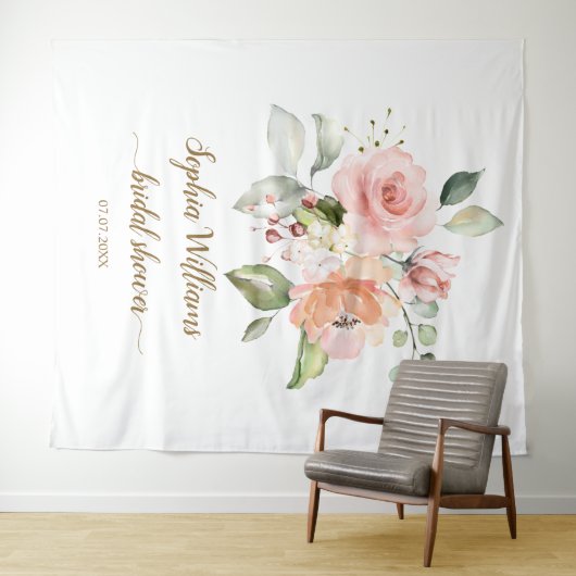 Bruiloft Backdrop - Roze Rozen Wandkleed (In Situ (horizontaal))