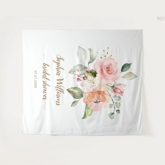 Bruiloft Backdrop - Roze Rozen Wandkleed (Voorkant (horizontaal))