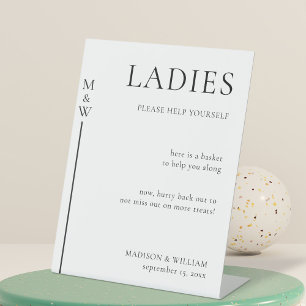 Bruiloft badkamer mand dames en heren toilet reclamebord met voetstuk