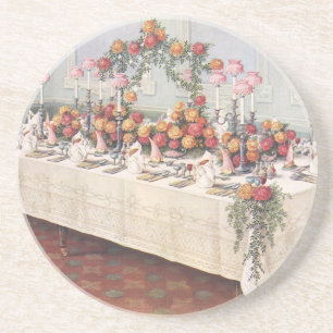 Bruiloft Bankettafel Vintage Zandsteen Onderzetter