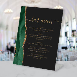 Bruiloft Bar Menu Smaragd Groene Gouden Agaat Donk Reclamebord Met Voetstuk