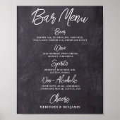 Bruiloft Bar Met Gepersonaliseerd Drankmenu Op Rus Poster (Voorkant)