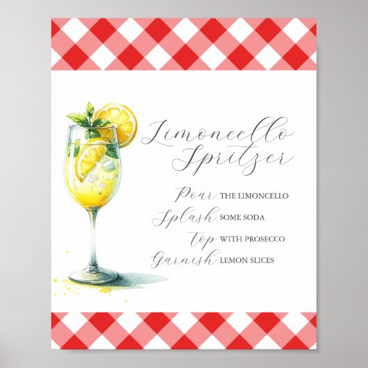 Bruiloft Bar Teken Limoncello Spritzer Recept Poster (Voorkant)
