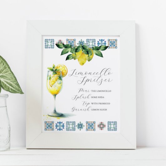 Bruiloft Bar Teken Limoncello Spritzer Recept Poster