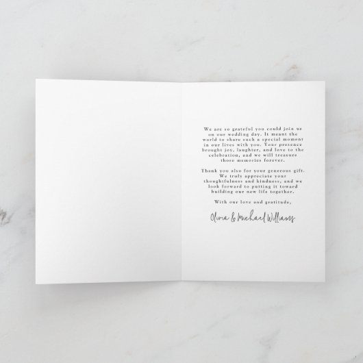 Bruiloft Bedanken bij Rustiek Bergmeer Bedankkaart (Binnen)